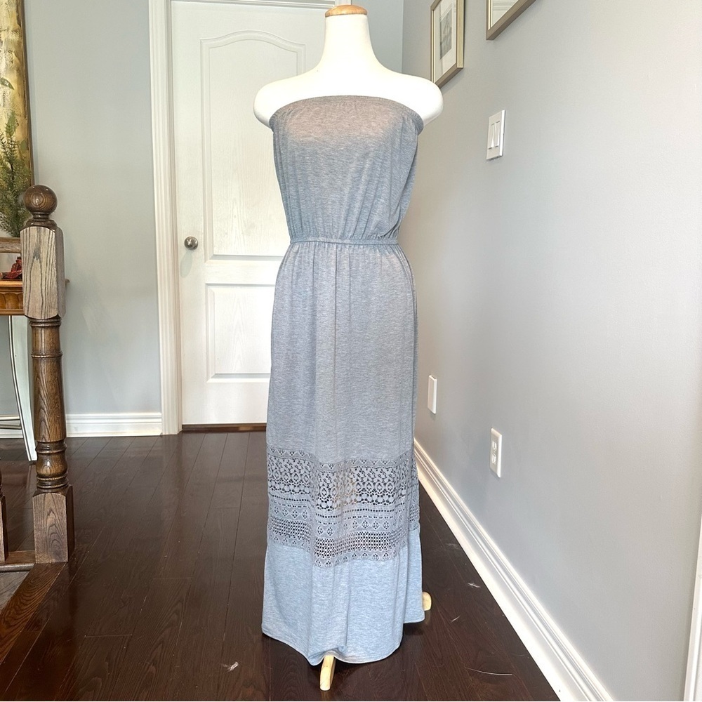 XHILARATION Tube Top Gray Maxi Dress - Sz M